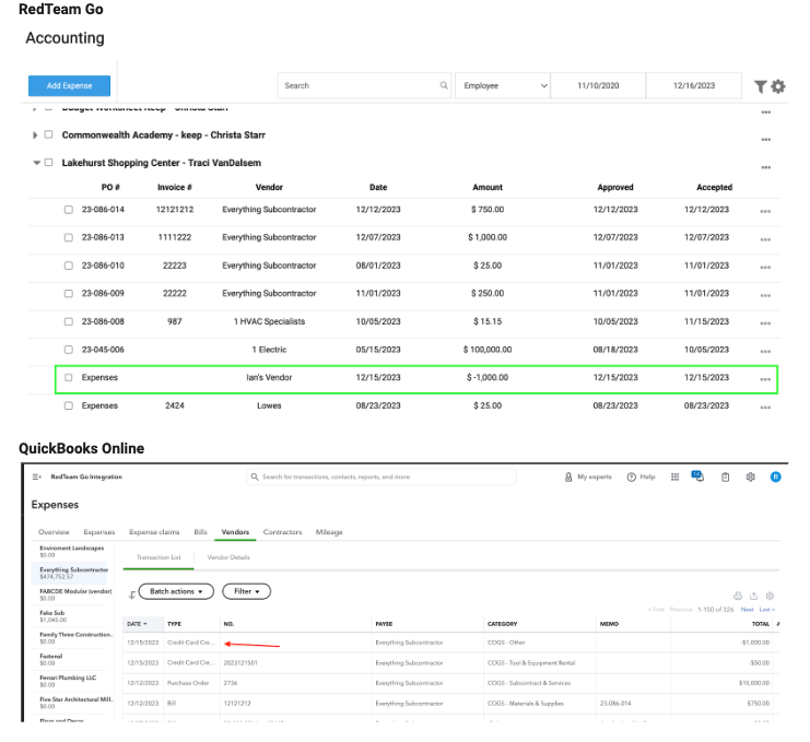 New Transaction Type: Credit Card Credit (for QuickBooks Online mapping)