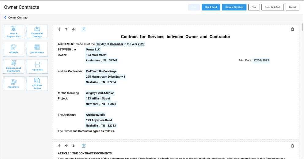 Sample contract template