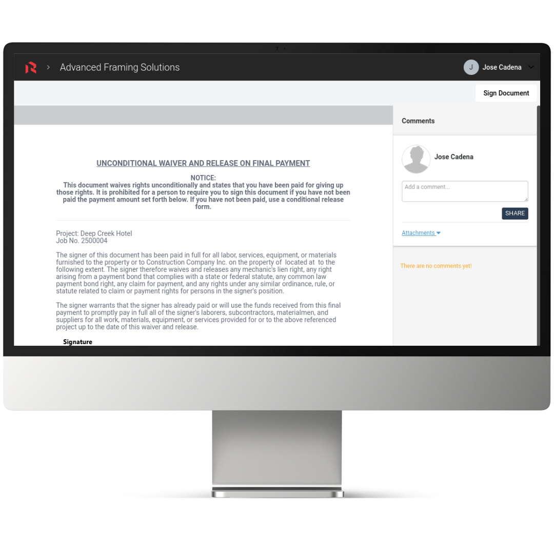 Flex Sign a Lien waiver