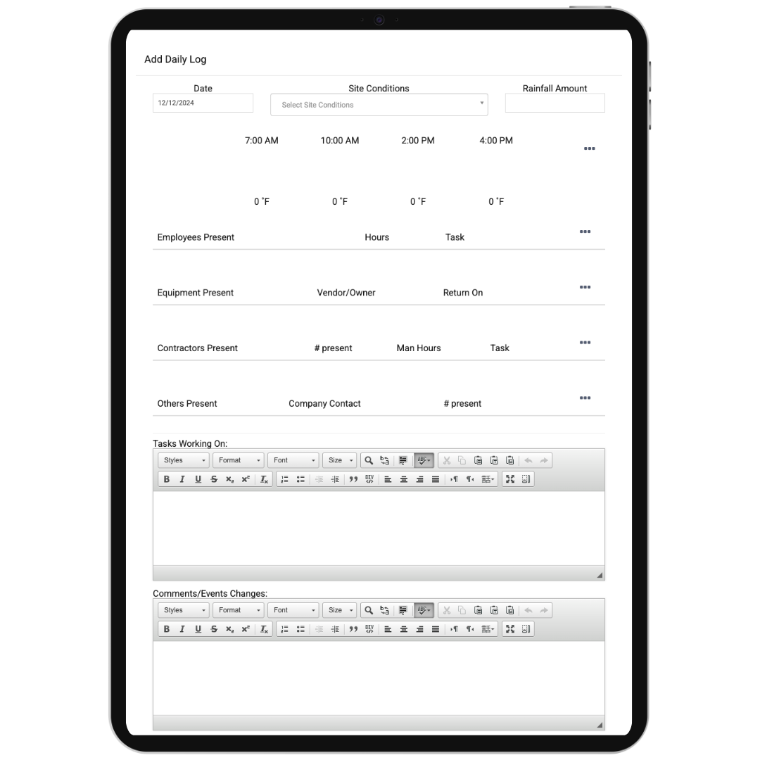 Go Daily Log Form